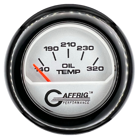 GAFFRIG 2 INCH ELECTRIC OIL TEMP GAUGE 100-320 F FAT RIM (218) / BLACK / PLATINUM