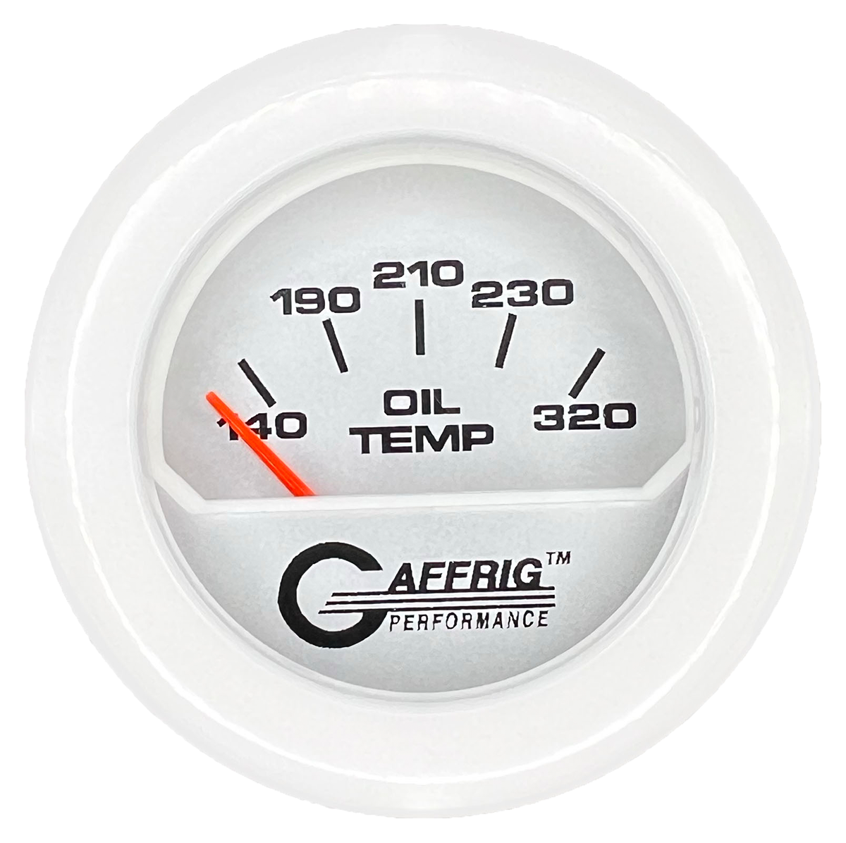 GAFFRIG 2 INCH ELECTRIC OIL TEMP GAUGE 100-320 F FAT RIM (218) / WHITE / PLATINUM