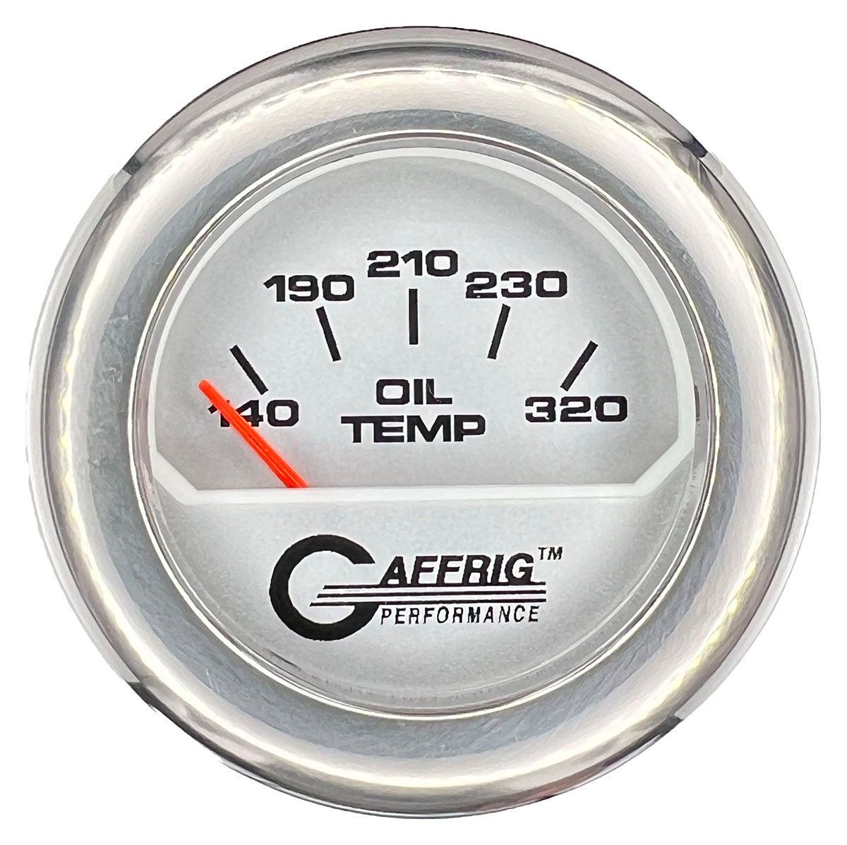 GAFFRIG 2 INCH ELECTRIC OIL TEMP GAUGE 100-320 F FAT RIM (218) / CHROME/POLISHED / PLATINUM