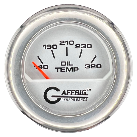 GAFFRIG 2 INCH ELECTRIC OIL TEMP GAUGE 100-320 F FAT RIM (218) / CHROME/POLISHED / PLATINUM