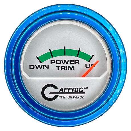 GAFFRIG 2 INCH ELECTRIC TRIM METER MERCURY GAUGE STEP RIM (002) / BLUE / PLATINUM