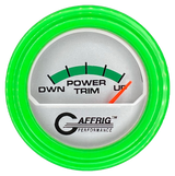 GAFFRIG 2 INCH ELECTRIC TRIM METER MERCURY GAUGE STEP RIM (002) / LIME GREEN / PLATINUM