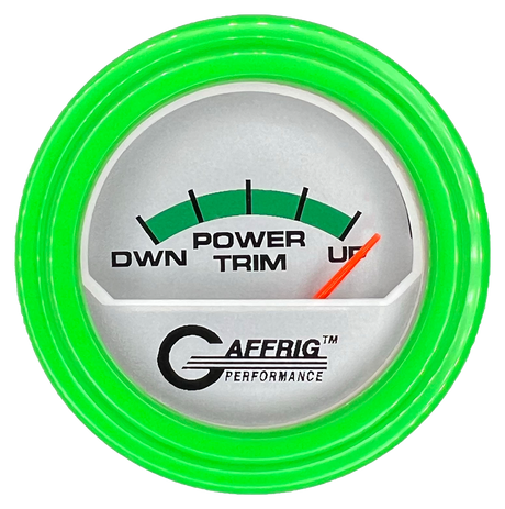 GAFFRIG 2 INCH ELECTRIC TRIM METER MERCURY GAUGE STEP RIM (002) / LIME GREEN / PLATINUM