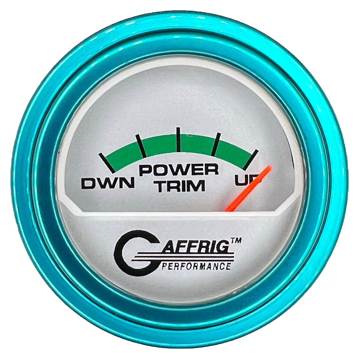 GAFFRIG 2 INCH ELECTRIC TRIM METER MERCURY GAUGE STEP RIM (002) / TEAL / PLATINUM