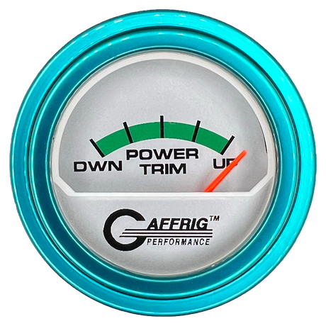 GAFFRIG 2 INCH ELECTRIC TRIM METER MERCURY GAUGE STEP RIM (002) / TEAL / PLATINUM