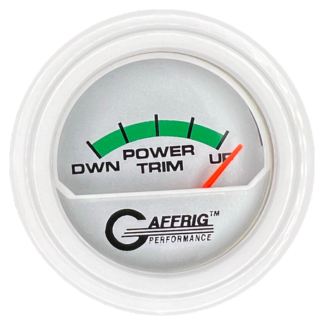 GAFFRIG 2 INCH ELECTRIC TRIM METER MERCURY GAUGE STEP RIM (002) / WHITE / PLATINUM