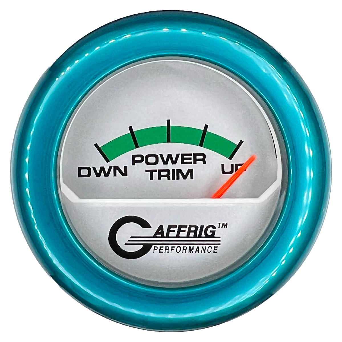 GAFFRIG 2 INCH ELECTRIC TRIM METER MERCURY GAUGE FAT RIM (218) / TEAL / PLATINUM