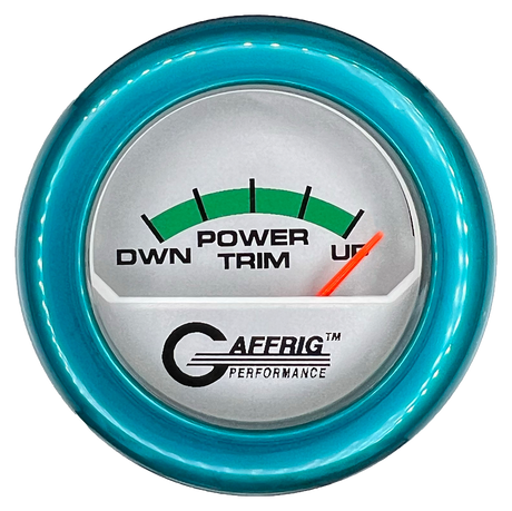 GAFFRIG 2 INCH ELECTRIC TRIM METER MERCURY GAUGE FAT RIM (218) / TEAL / PLATINUM