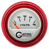 GAFFRIG 2 INCH ELECTRIC VOLTMETER 8-16 VOLT GAUGE STEP RIM (002) / RED / PLATINUM