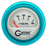 GAFFRIG 2 INCH ELECTRIC VOLTMETER 8-16 VOLT GAUGE STEP RIM (002) / TEAL / PLATINUM