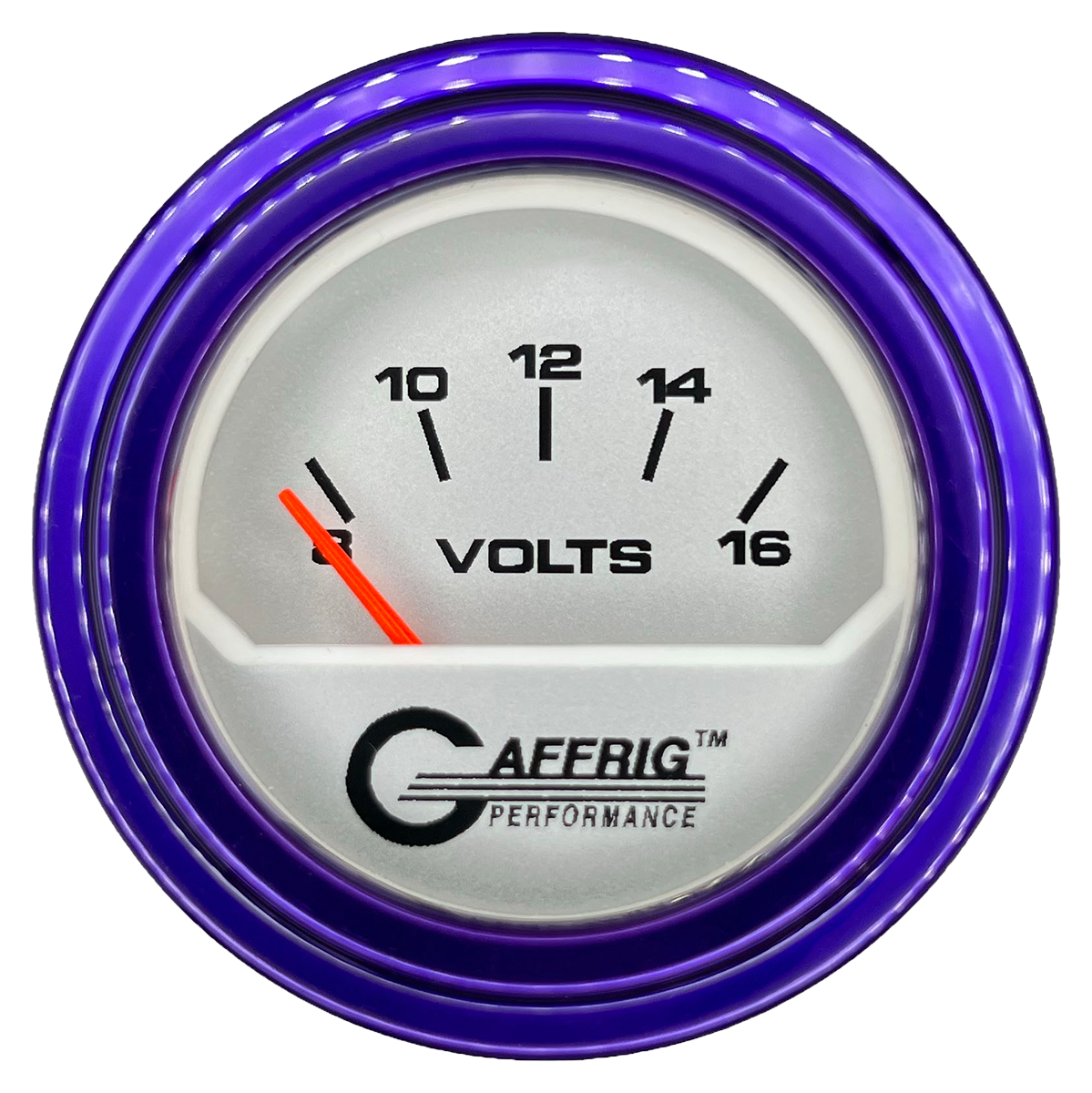 GAFFRIG 2 INCH ELECTRIC VOLTMETER 8-16 VOLT GAUGE STEP RIM (002) / PURPLE / PLATINUM