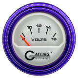 GAFFRIG 2 INCH ELECTRIC VOLTMETER 8-16 VOLT GAUGE STEP RIM (002) / PURPLE / PLATINUM