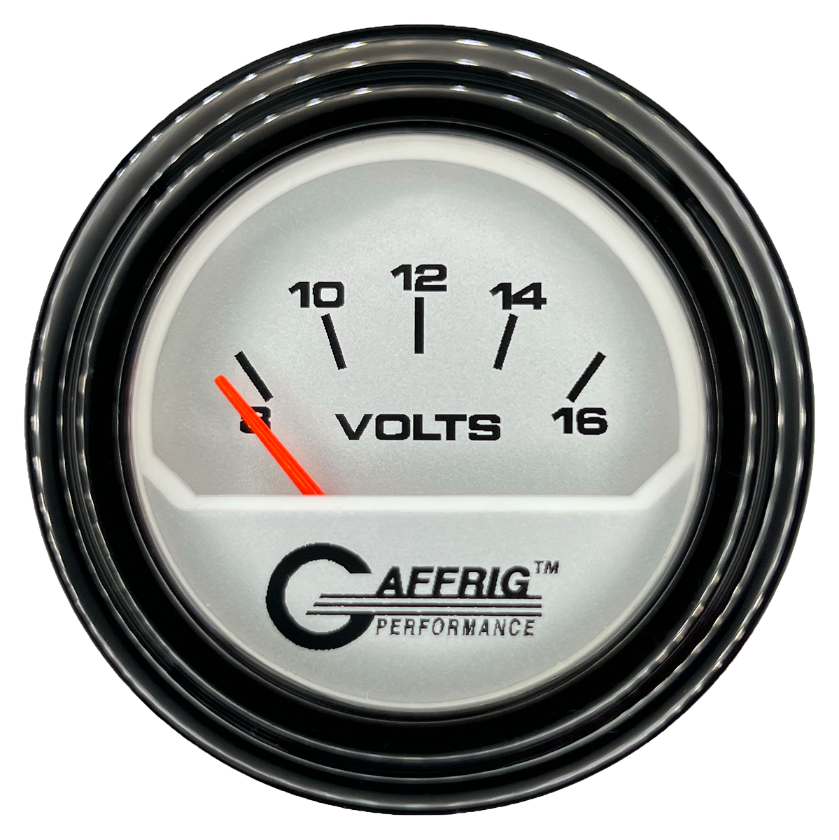 GAFFRIG 2 INCH ELECTRIC VOLTMETER 8-16 VOLT GAUGE STEP RIM (002) / BLACK / PLATINUM