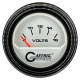 GAFFRIG 2 INCH ELECTRIC VOLTMETER 8-16 VOLT GAUGE STEP RIM (002) / BLACK / PLATINUM