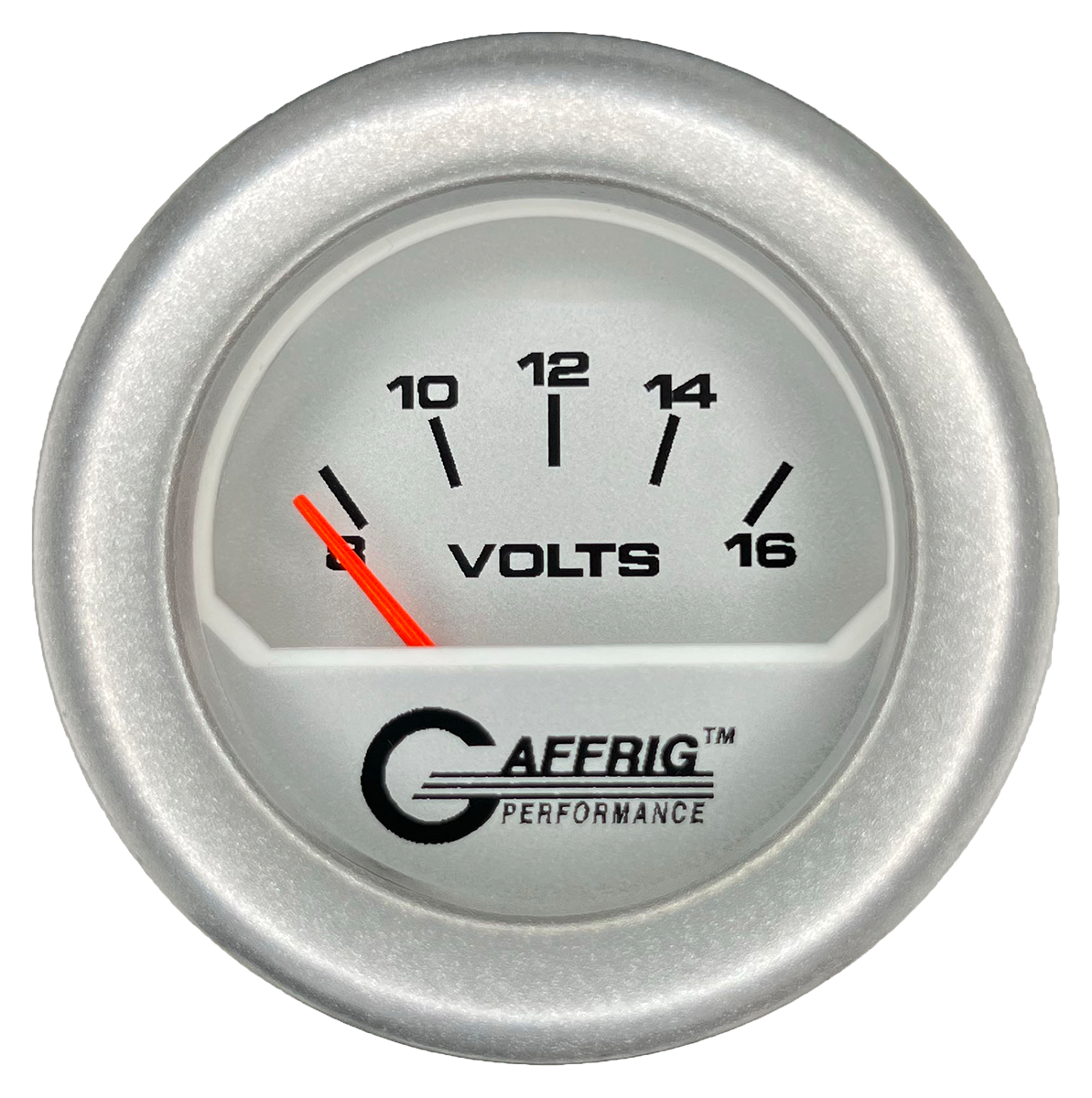 GAFFRIG 2 INCH ELECTRIC VOLTMETER 8-16 VOLT GAUGE FAT RIM (218) / PLATINUM / PLATINUM