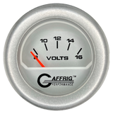 GAFFRIG 2 INCH ELECTRIC VOLTMETER 8-16 VOLT GAUGE FAT RIM (218) / PLATINUM / PLATINUM