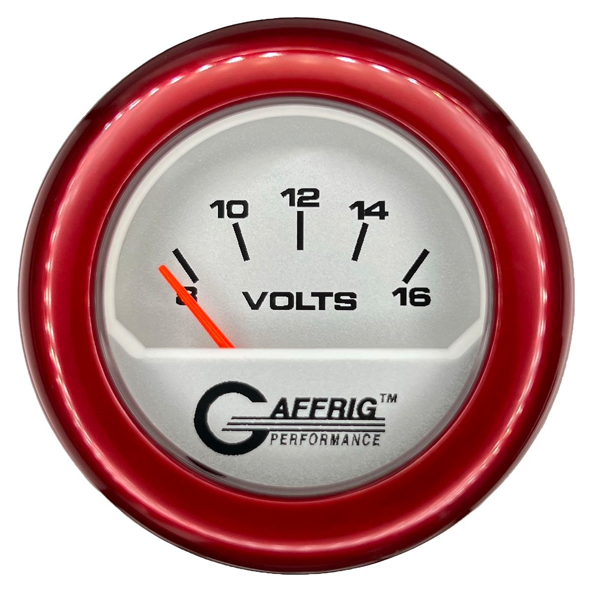 GAFFRIG 2 INCH ELECTRIC VOLTMETER 8-16 VOLT GAUGE FAT RIM (218) / RED / PLATINUM