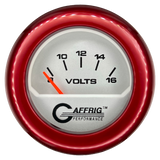 GAFFRIG 2 INCH ELECTRIC VOLTMETER 8-16 VOLT GAUGE FAT RIM (218) / RED / PLATINUM