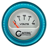 GAFFRIG 2 INCH ELECTRIC VOLTMETER 8-16 VOLT GAUGE FAT RIM (218) / TEAL / PLATINUM