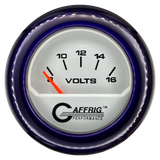 GAFFRIG 2 INCH ELECTRIC VOLTMETER 8-16 VOLT GAUGE FAT RIM (218) / PURPLE / PLATINUM