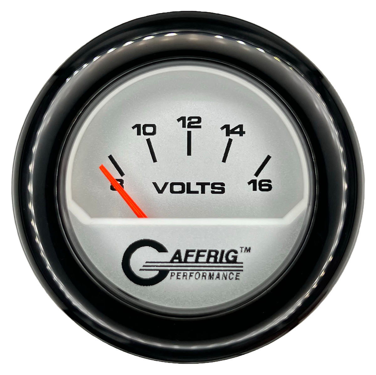 GAFFRIG 2 INCH ELECTRIC VOLTMETER 8-16 VOLT GAUGE FAT RIM (218) / BLACK / PLATINUM