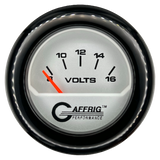 GAFFRIG 2 INCH ELECTRIC VOLTMETER 8-16 VOLT GAUGE FAT RIM (218) / BLACK / PLATINUM