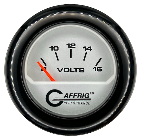 GAFFRIG 2 INCH ELECTRIC VOLTMETER 8-16 VOLT GAUGE FAT RIM (218) / BLACK / PLATINUM