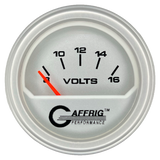 GAFFRIG 2 INCH ELECTRIC VOLTMETER 8-16 VOLT GAUGE STEP RIM (002) / PLATINUM / PLATINUM