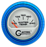 GAFFRIG 2 INCH ELECTRIC WATER TEMP 100-240 F GAUGE STEP RIM (002) / BLUE / PLATINUM