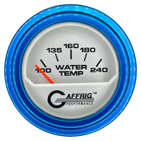 GAFFRIG 2 INCH ELECTRIC WATER TEMP 100-240 F GAUGE STEP RIM (002) / BLUE / PLATINUM