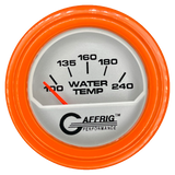 GAFFRIG 2 INCH ELECTRIC WATER TEMP 100-240 F GAUGE STEP RIM (002) / ORANGE / PLATINUM