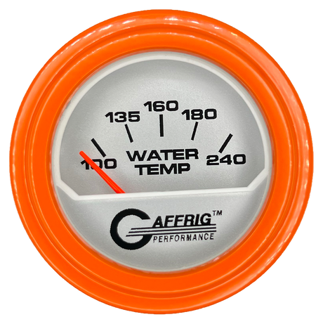 GAFFRIG 2 INCH ELECTRIC WATER TEMP 100-240 F GAUGE STEP RIM (002) / ORANGE / PLATINUM