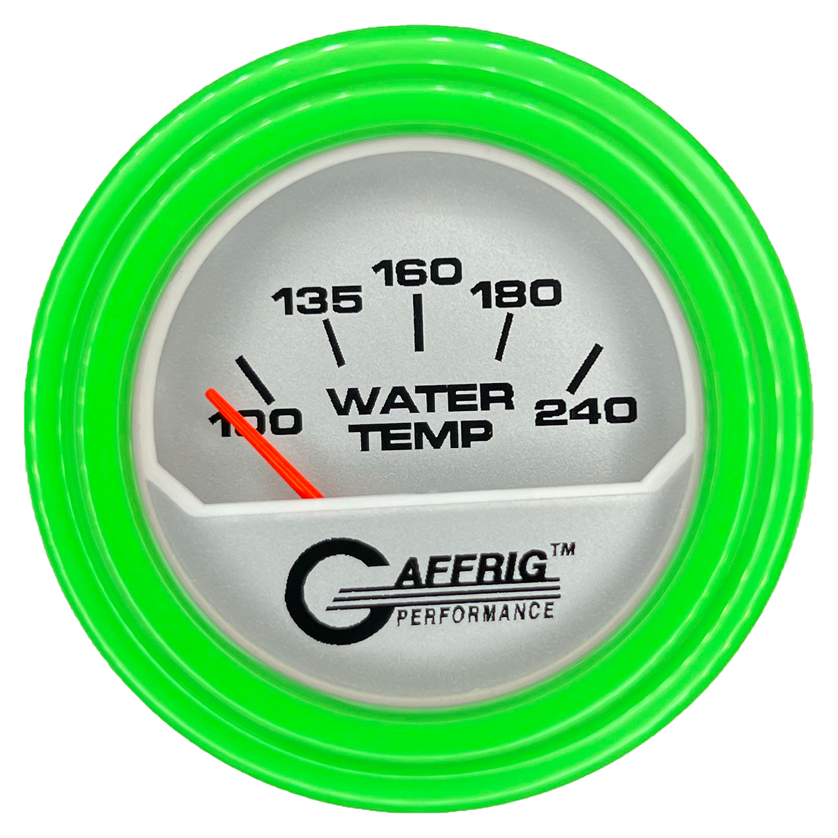 GAFFRIG 2 INCH ELECTRIC WATER TEMP 100-240 F GAUGE STEP RIM (002) / LIME GREEN / PLATINUM