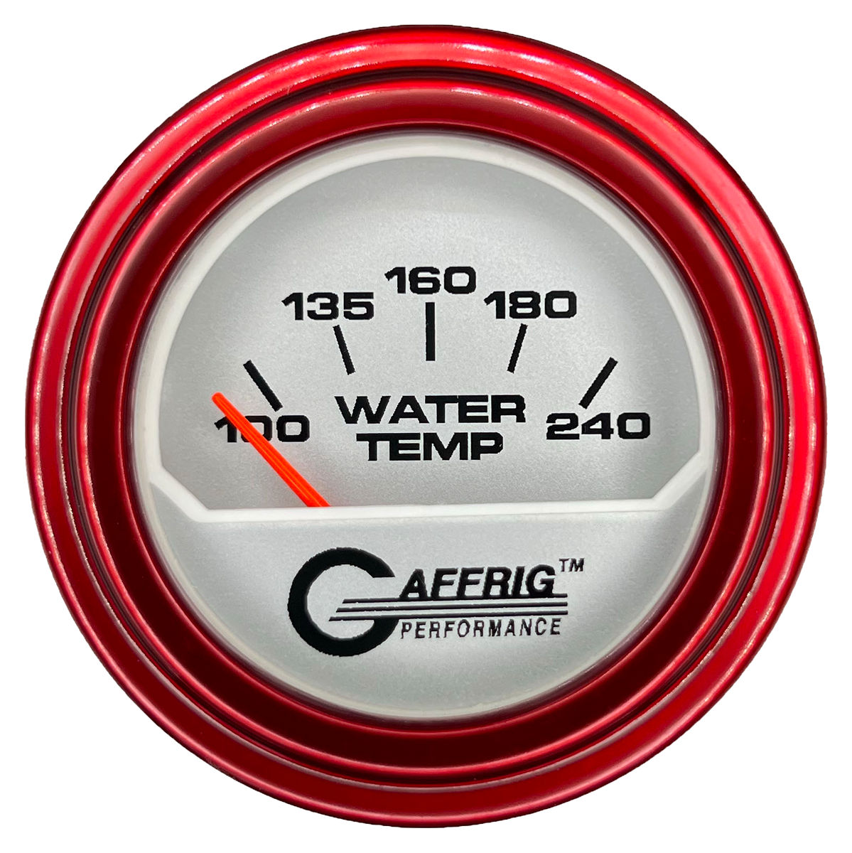 GAFFRIG 2 INCH ELECTRIC WATER TEMP 100-240 F GAUGE STEP RIM (002) / RED / PLATINUM