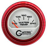 GAFFRIG 2 INCH ELECTRIC WATER TEMP 100-240 F GAUGE STEP RIM (002) / RED / PLATINUM