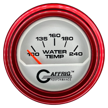 GAFFRIG 2 INCH ELECTRIC WATER TEMP 100-240 F GAUGE STEP RIM (002) / RED / PLATINUM