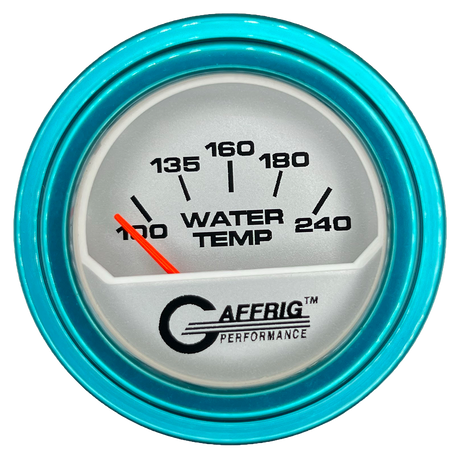 GAFFRIG 2 INCH ELECTRIC WATER TEMP 100-240 F GAUGE STEP RIM (002) / TEAL / PLATINUM