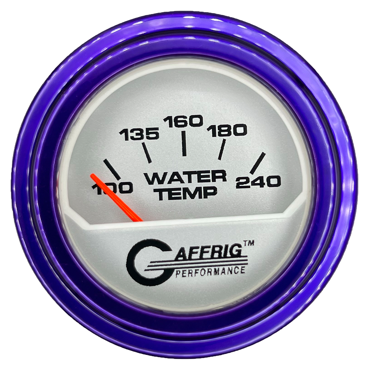 GAFFRIG 2 INCH ELECTRIC WATER TEMP 100-240 F GAUGE STEP RIM (002) / PURPLE / PLATINUM