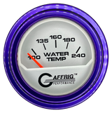 GAFFRIG 2 INCH ELECTRIC WATER TEMP 100-240 F GAUGE STEP RIM (002) / PURPLE / PLATINUM