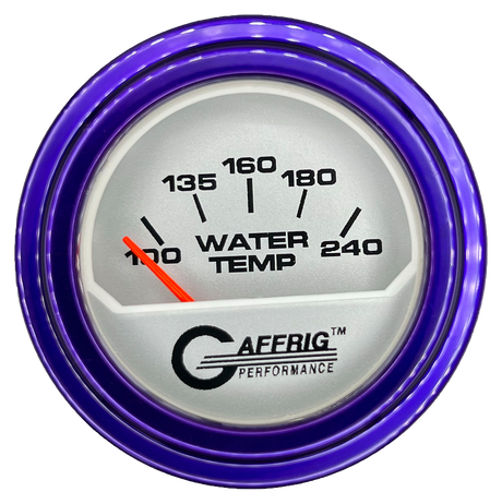 GAFFRIG 2 INCH ELECTRIC WATER TEMP 100-240 F GAUGE STEP RIM (002) / PURPLE / PLATINUM