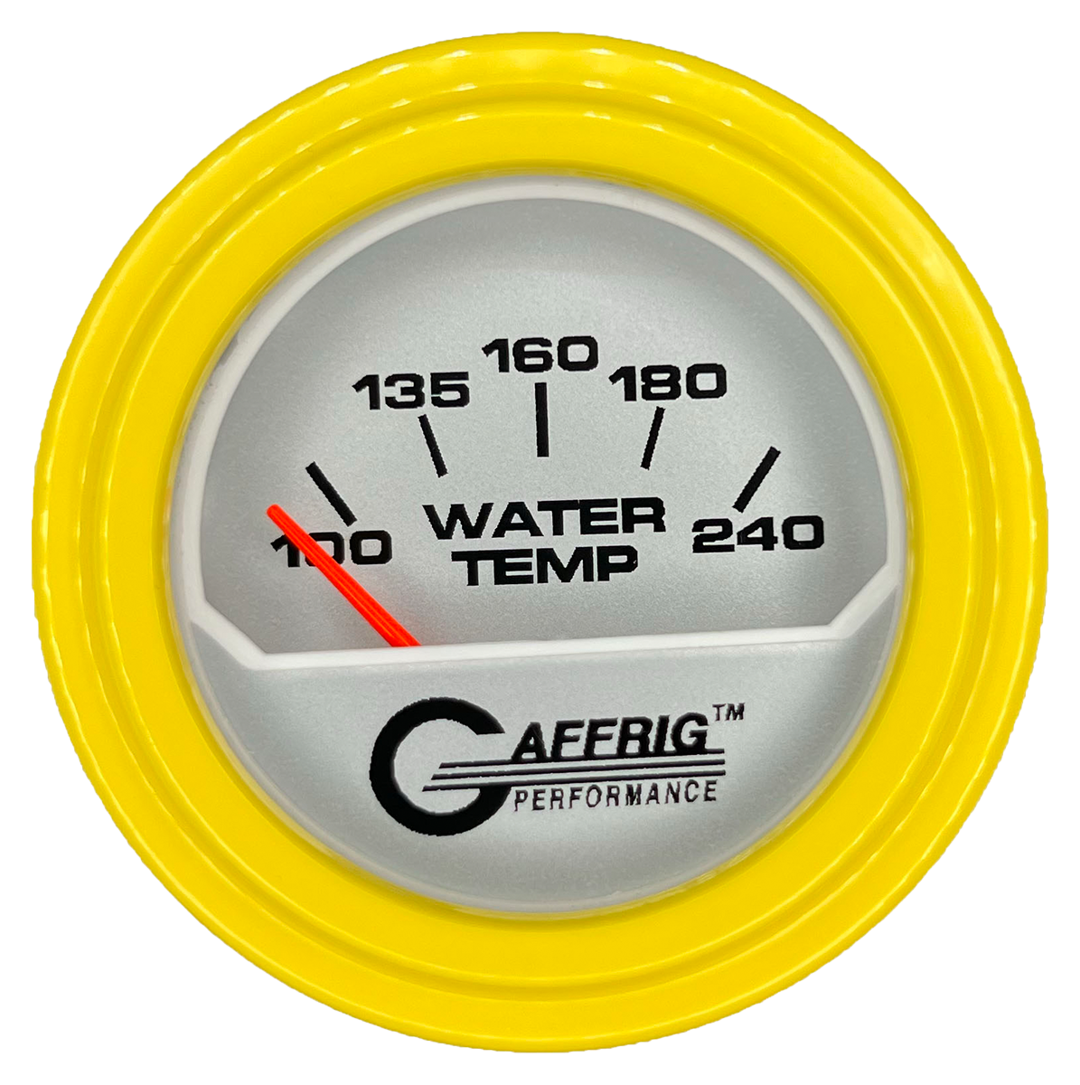 GAFFRIG 2 INCH ELECTRIC WATER TEMP 100-240 F GAUGE STEP RIM (002) / YELLOW / PLATINUM