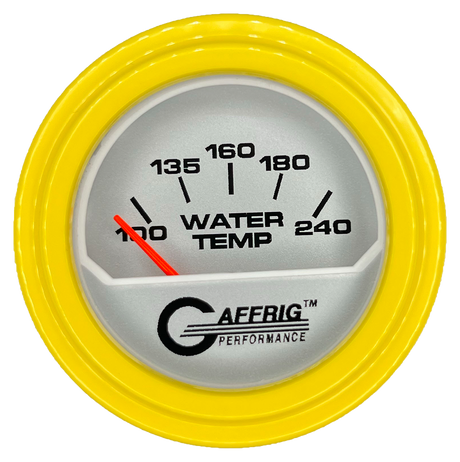 GAFFRIG 2 INCH ELECTRIC WATER TEMP 100-240 F GAUGE STEP RIM (002) / YELLOW / PLATINUM