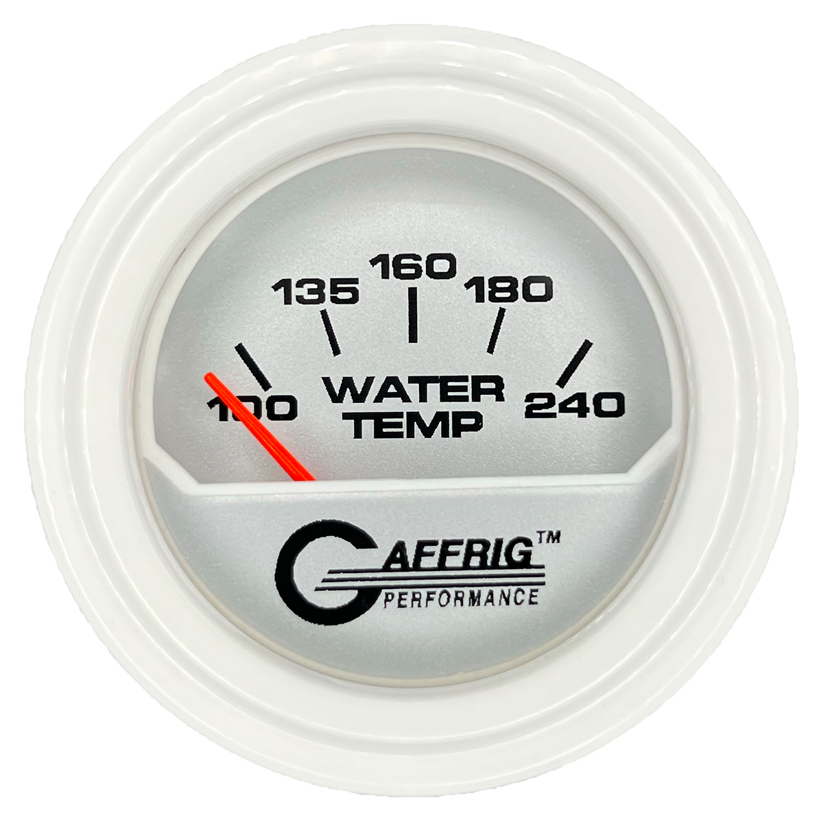 GAFFRIG 2 INCH ELECTRIC WATER TEMP 100-240 F GAUGE STEP RIM (002) / WHITE / PLATINUM