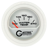 GAFFRIG 2 INCH ELECTRIC WATER TEMP 100-240 F GAUGE STEP RIM (002) / WHITE / PLATINUM