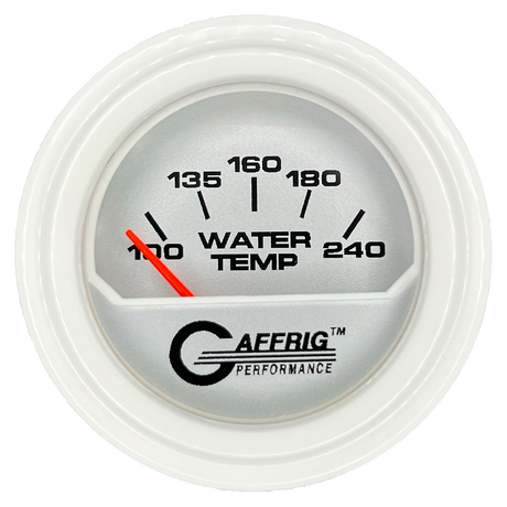 GAFFRIG 2 INCH ELECTRIC WATER TEMP 100-240 F GAUGE STEP RIM (002) / WHITE / PLATINUM