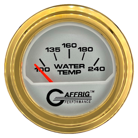 GAFFRIG 2 INCH ELECTRIC WATER TEMP 100-240 F GAUGE STEP RIM (002) / GOLD / PLATINUM