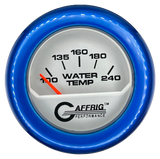 GAFFRIG 2 INCH ELECTRIC WATER TEMP 100-240 F GAUGE FAT RIM (218) / BLUE / PLATINUM