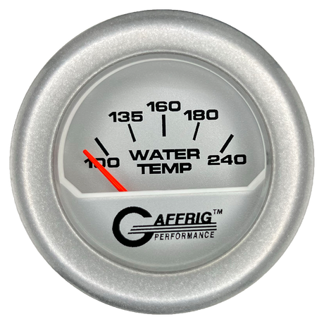 GAFFRIG 2 INCH ELECTRIC WATER TEMP 100-240 F GAUGE FAT RIM (218) / PLATINUM / PLATINUM