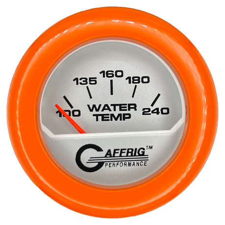 GAFFRIG 2 INCH ELECTRIC WATER TEMP 100-240 F GAUGE FAT RIM (218) / ORANGE / PLATINUM