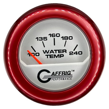 GAFFRIG 2 INCH ELECTRIC WATER TEMP 100-240 F GAUGE FAT RIM (218) / RED / PLATINUM